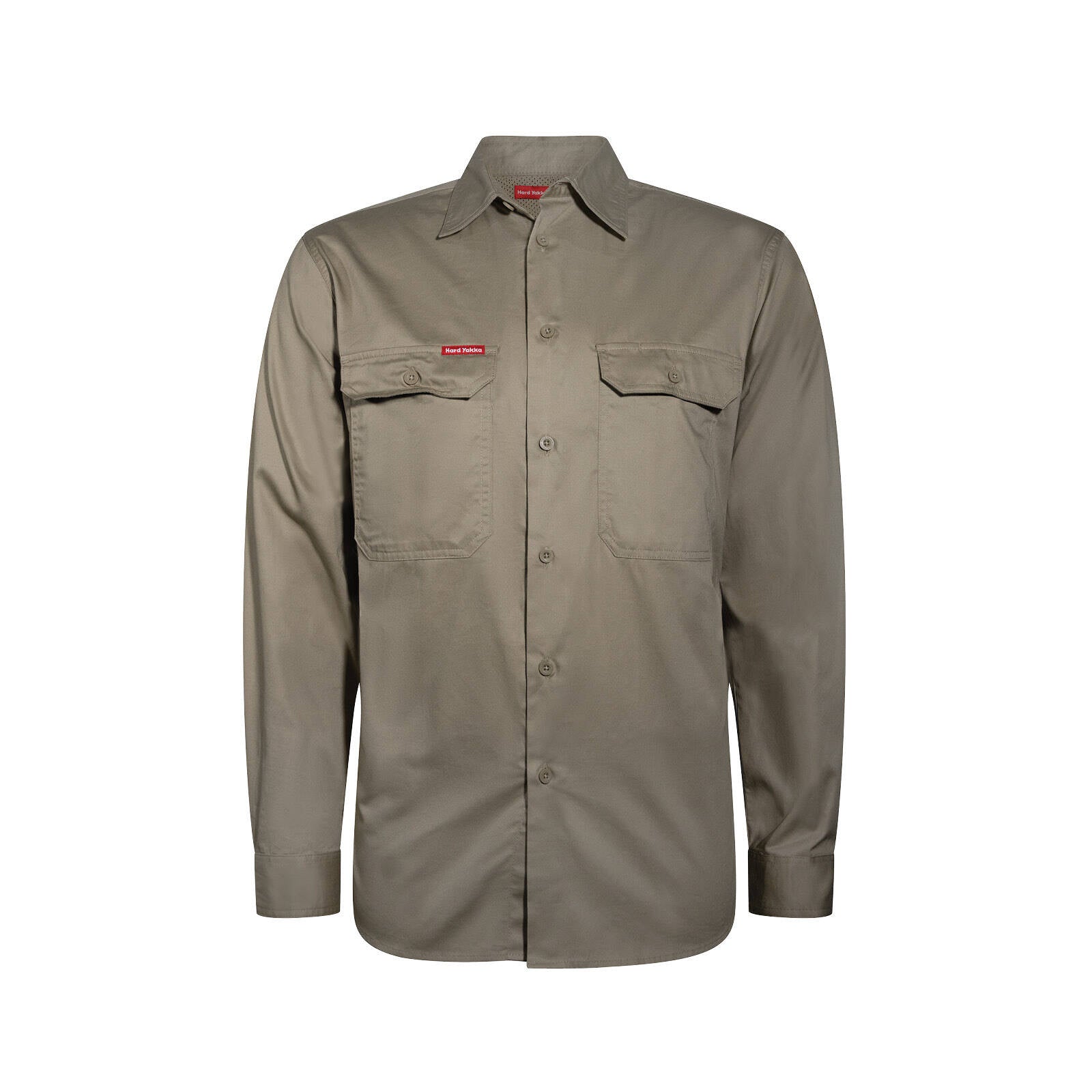 Hard Yakka Core Khaki Lightweight Vented Long Sleeve Cotton Drill Shirt - Size L