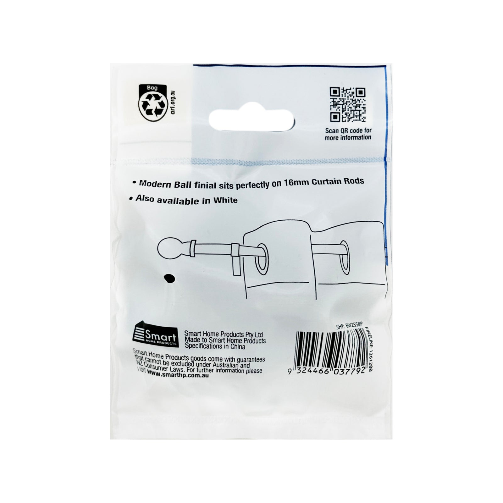 Windoware Black PVC Ball Finial - 2 Pack