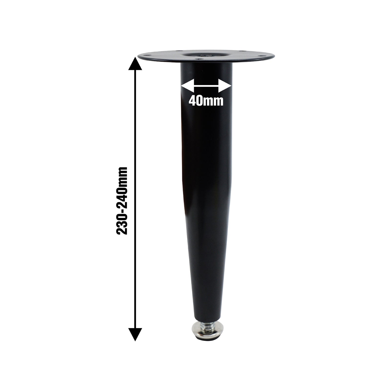 Adoored 230mm Black Tapered Metal Furniture Leg