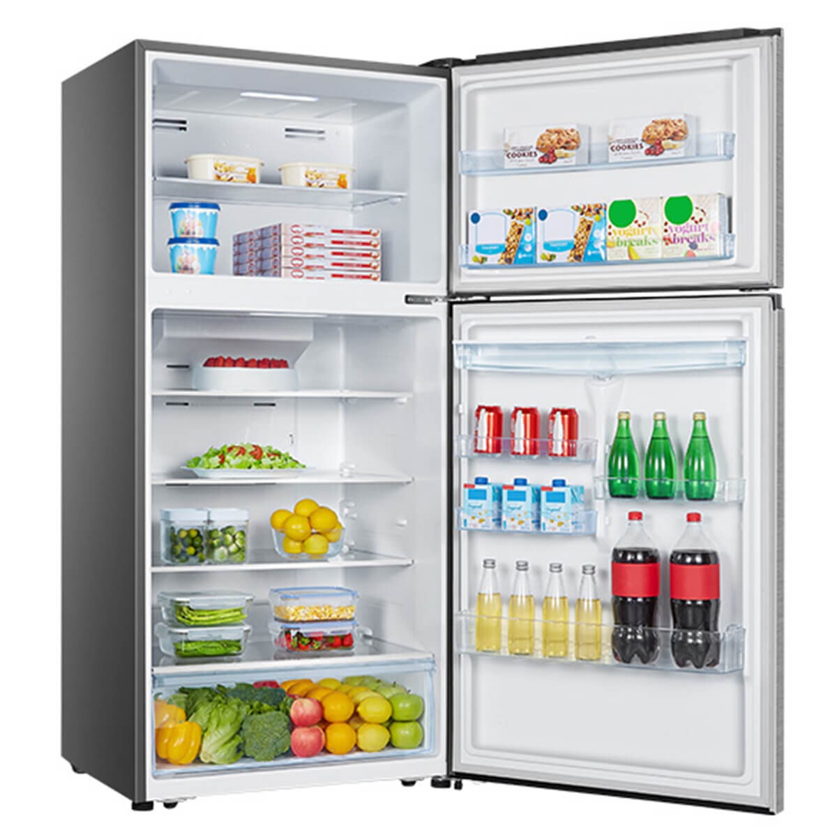 Hisense 496L Top Mount Fridge - Stainless Steel - Non-Plumbed Water Dispenser - Frost Free - HRTF497SW