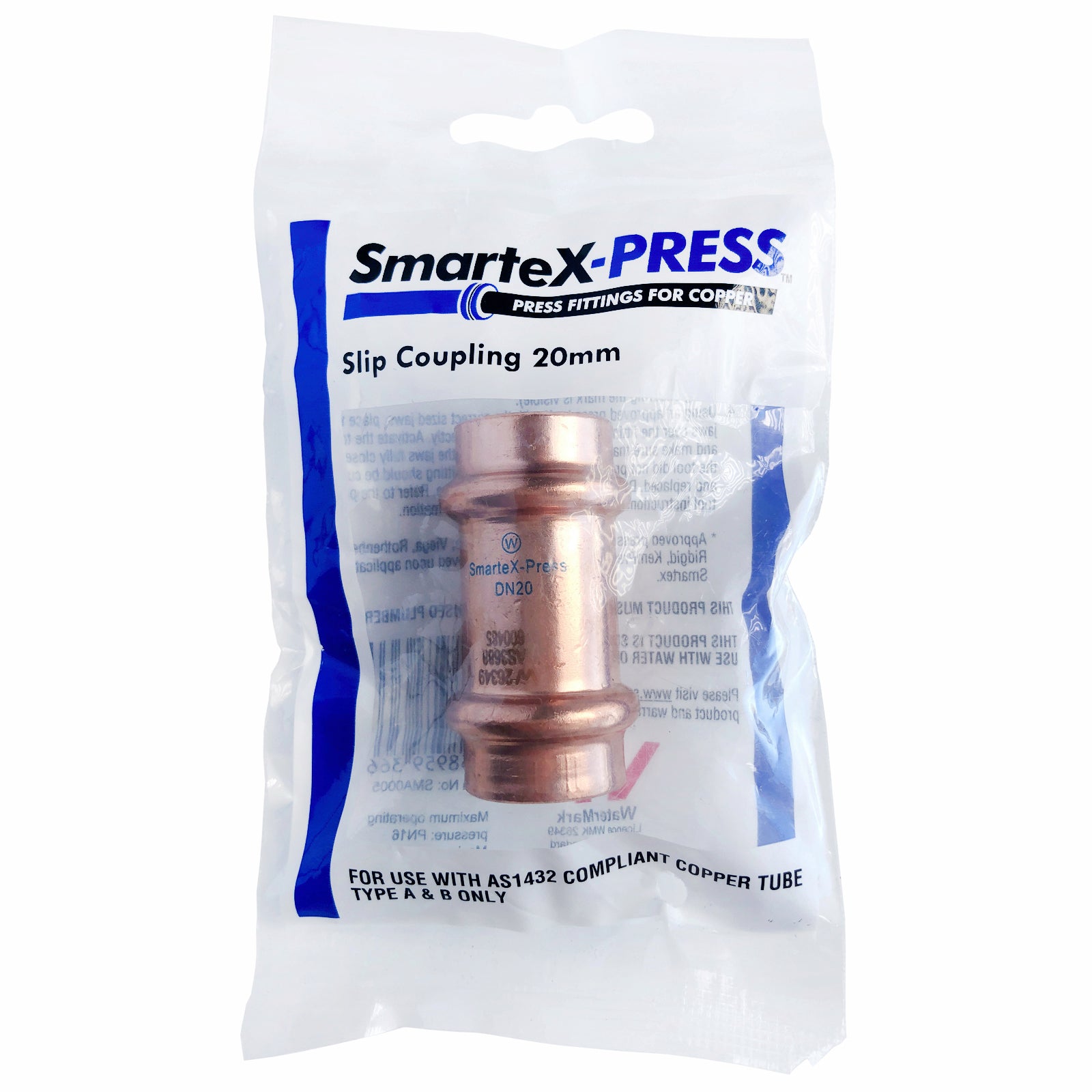 SmarteX-PRESS 20mm Copper Slip Coupling