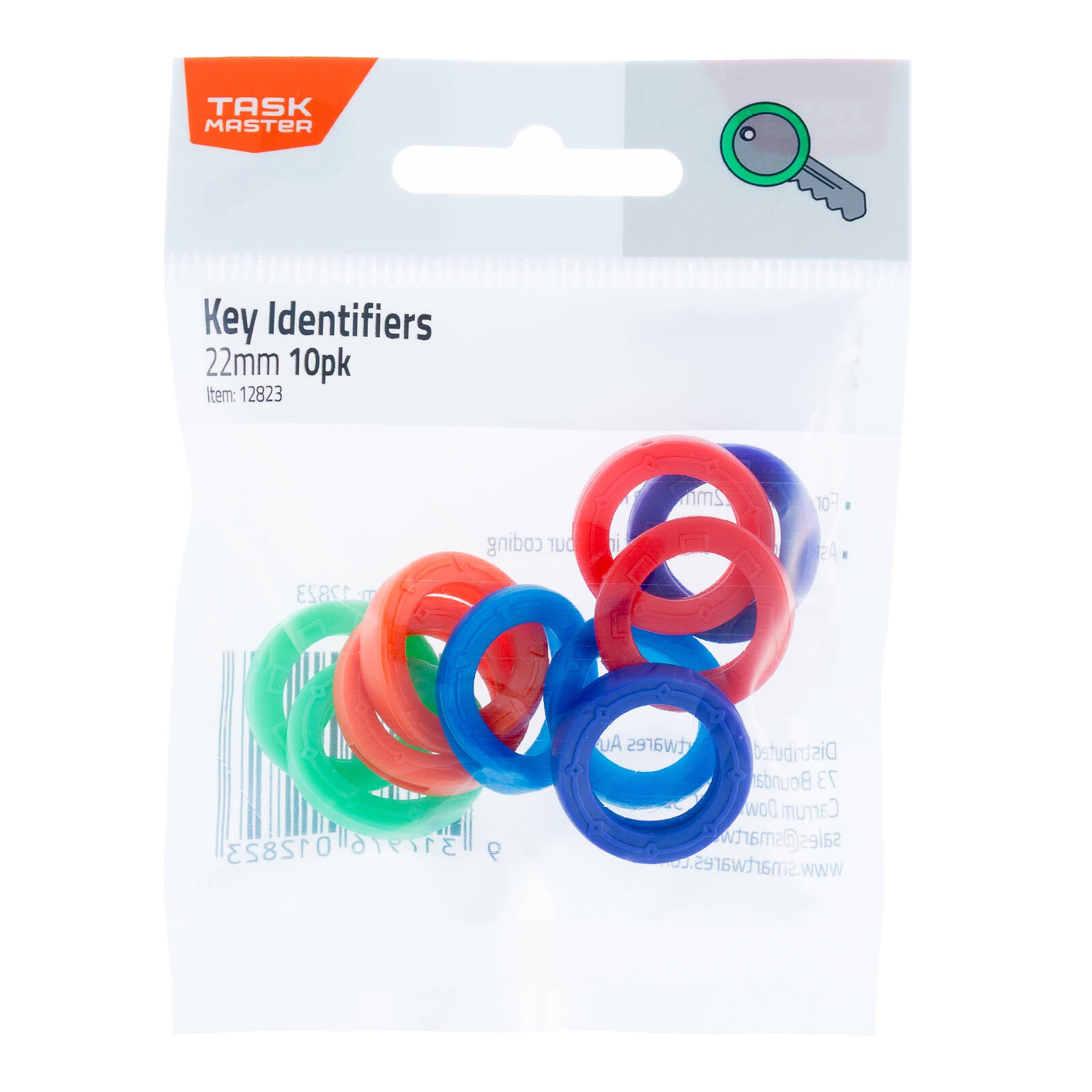 Taskmaster 22mm Plastic Key Identifiers Assorted Colours 10 Pack