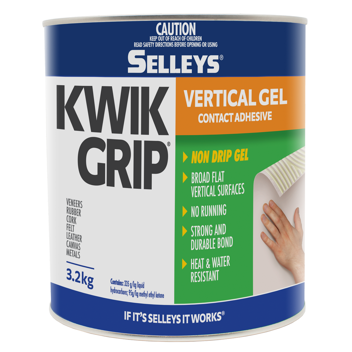 Selleys Kwik Grip Gel 3 2kg Solvent-Based Adhesive Vertical Bonding - SuperSaverAU - view 1