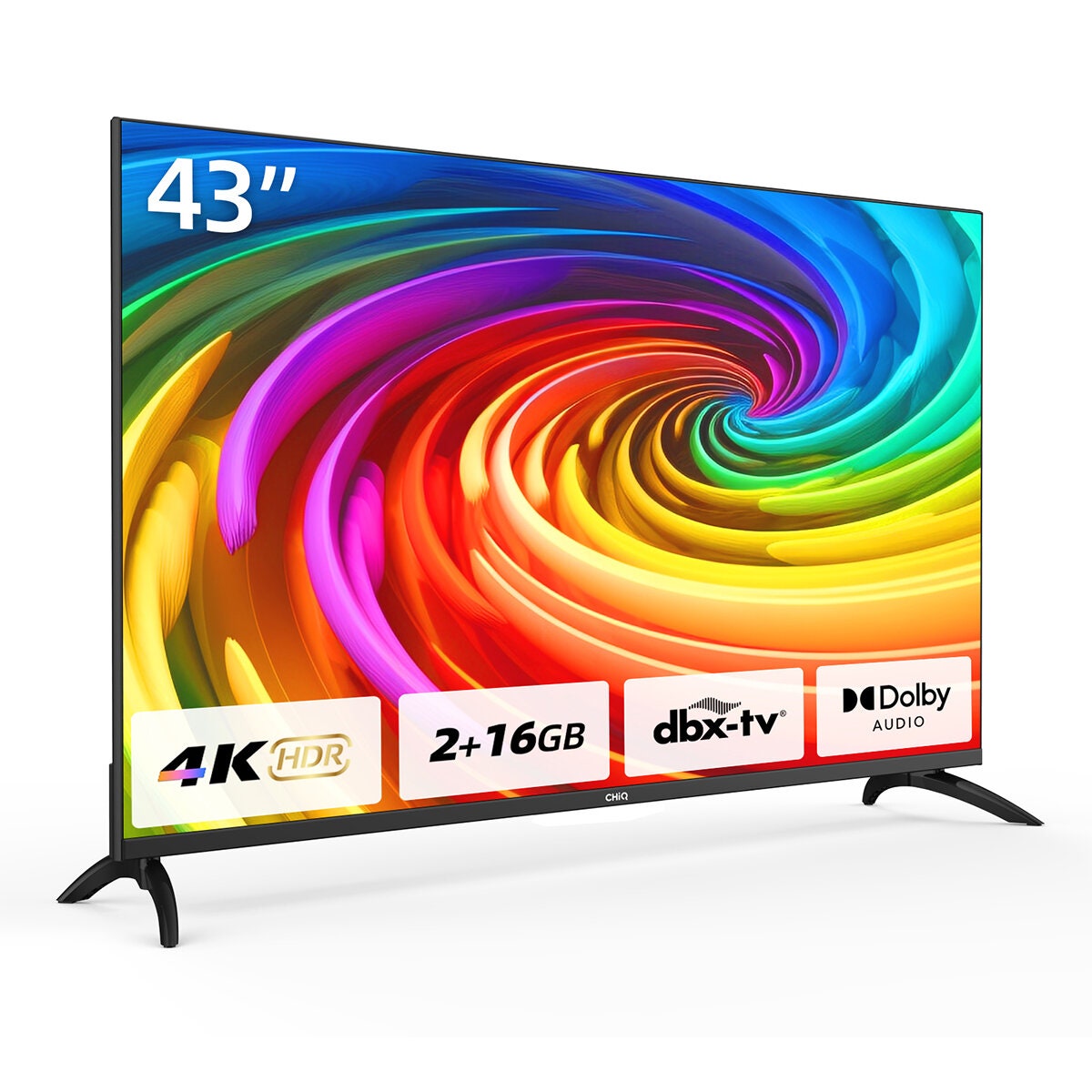 CHiQ 43 Inch LED 4K UHD Google TV - Chromecast Built-in, HDR10, 4 HDMI Ports, 5.0 Star - U43G7PG