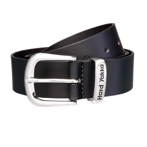 Hard Yakka Crazyhorse Leather Belt with Brass Buckle Black Size 102