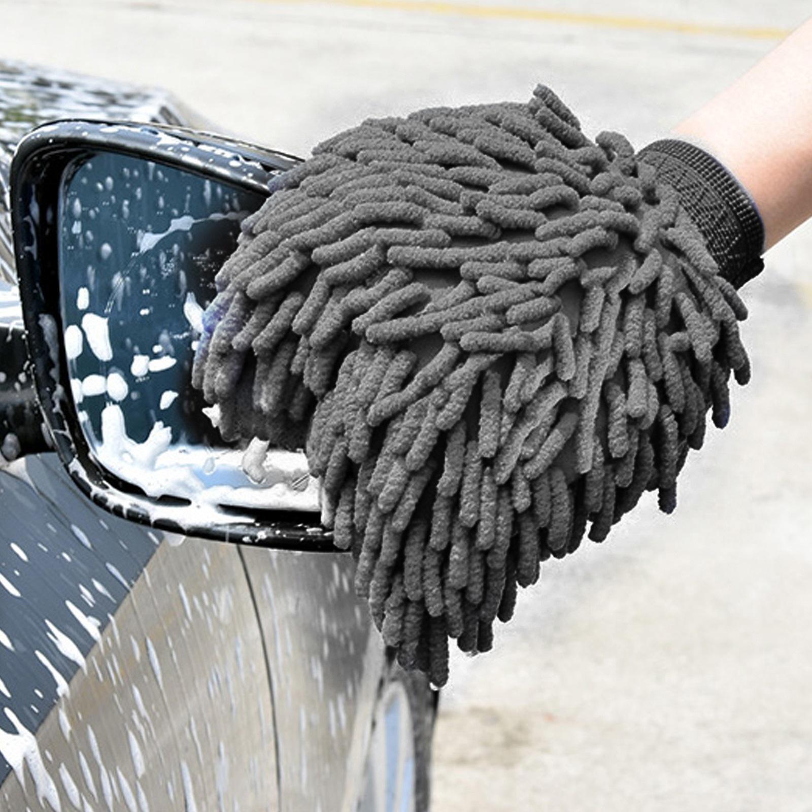 All Set Microfibre Noodle Cleaning Mitt 170mm, Polyester with Elastic Wristband