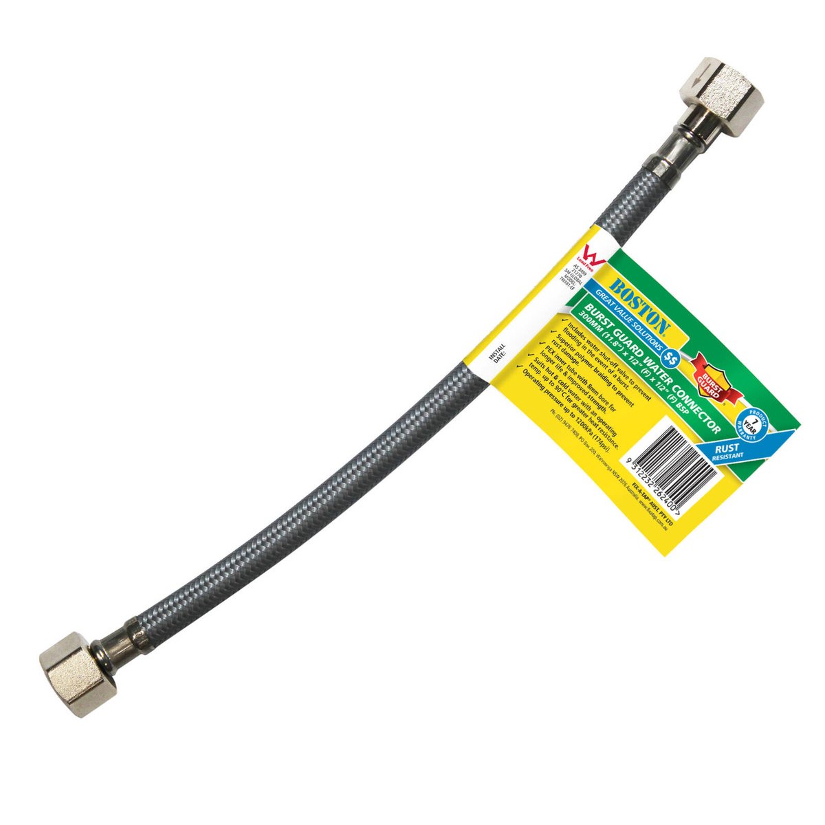 Boston Burst Guard Lead-Free Flexible Water Connector 300mm