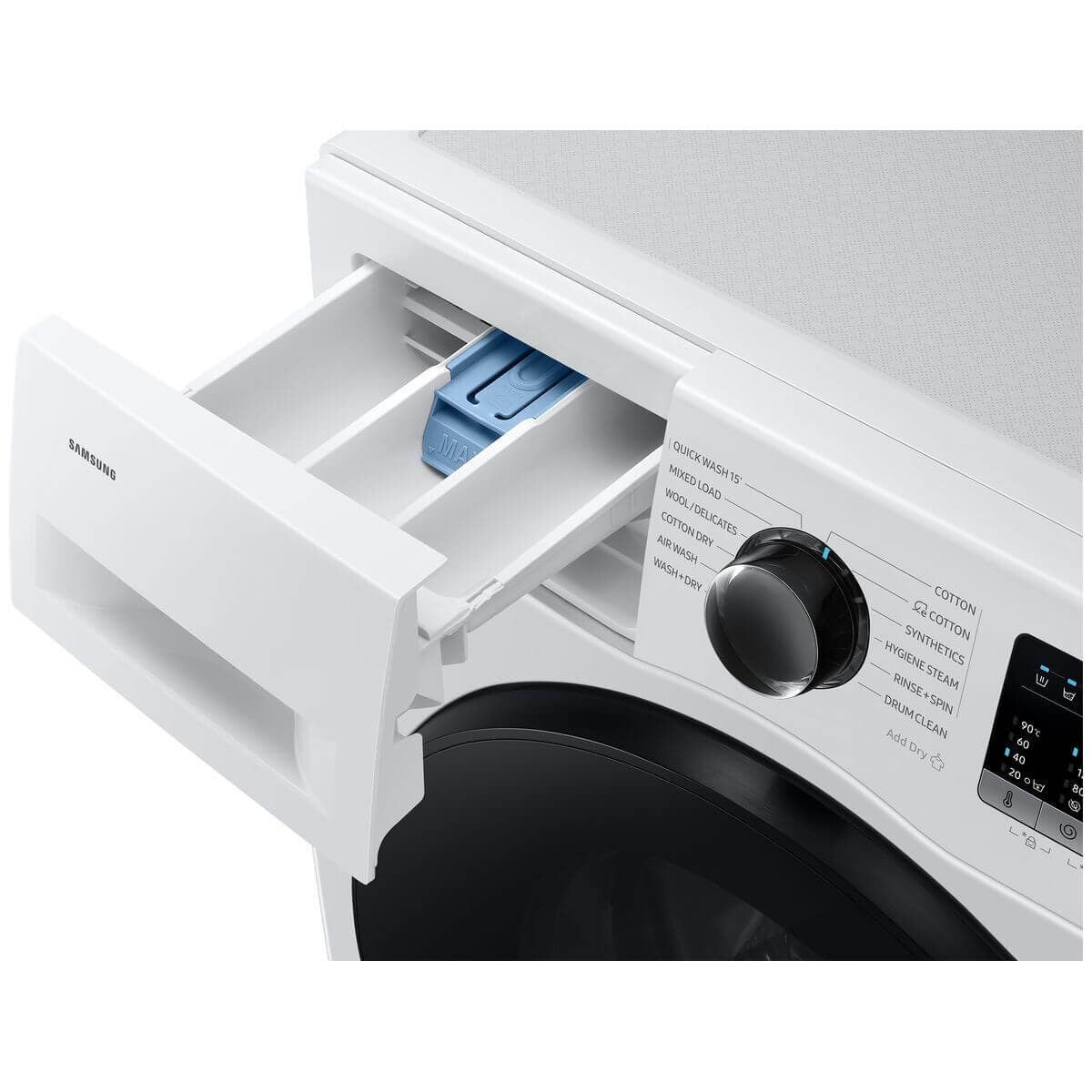Samsung 9kg/6kg Washer Dryer Combo - Hygiene Steam, Air Wash, 1400rpm Spin, White - WD90HG4U04BE