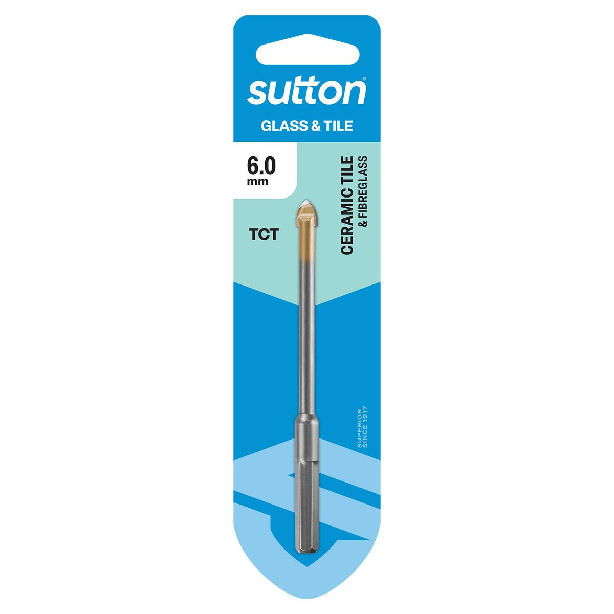 Sutton Tools 6.0mm Glass And Tile Drill Bit - Hex Shank, Spear Point