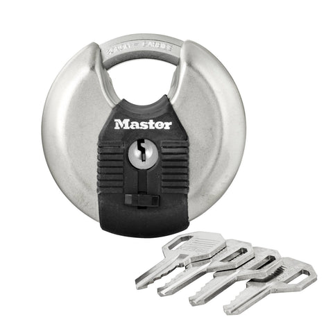 Master Lock 70mm Excell Disc Padlock Stainless Steel Shrouded Shackle