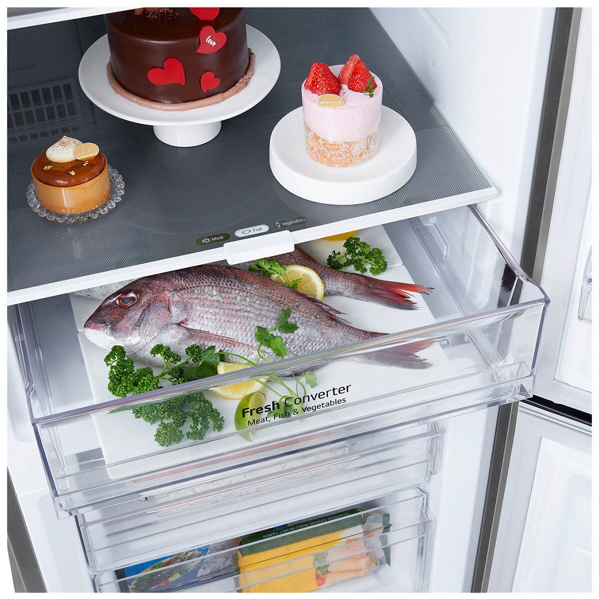 LG 335L Bottom Mount Fridge - Stainless Steel, Frost Free, 4 Star Energy Rating - GB-B300PL