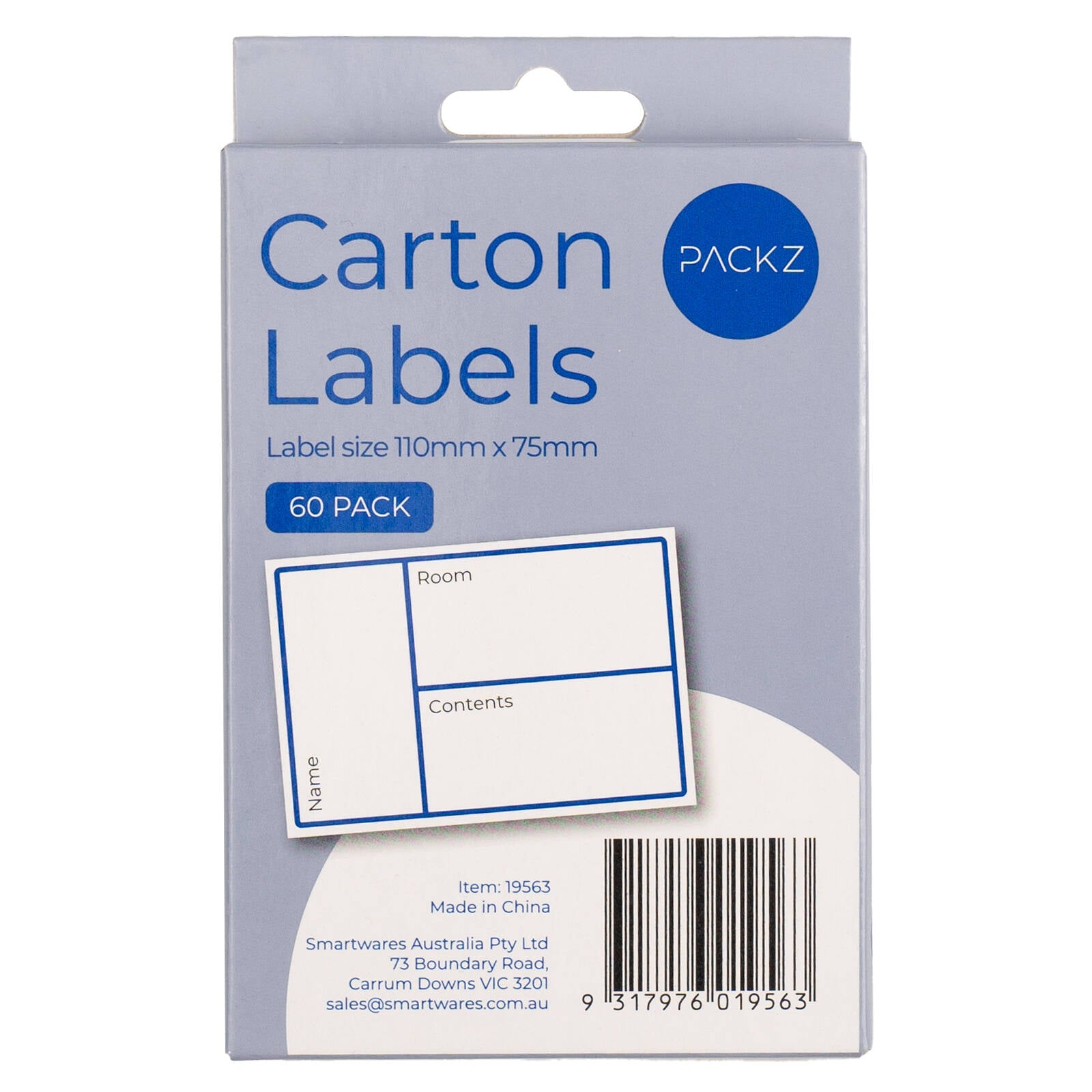 Packz 110 x 75mm Carton Labels - 60 Pack