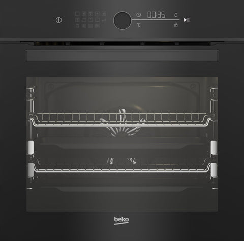 Beko 60cm Multi Function Pyrolytic Oven - 85L, Air Fry, Meat Probe, Telescopic Shelves - BBO6852PDX