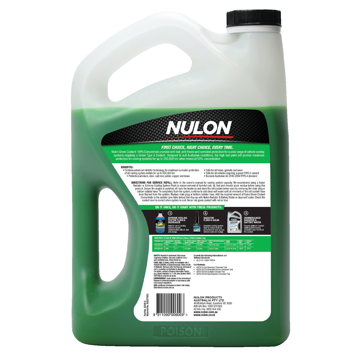 Nulon Green Coolant 100 Concentrate - 5L - Anti-Freeze & Anti-Boil Protection - SuperSaverAU - view 2