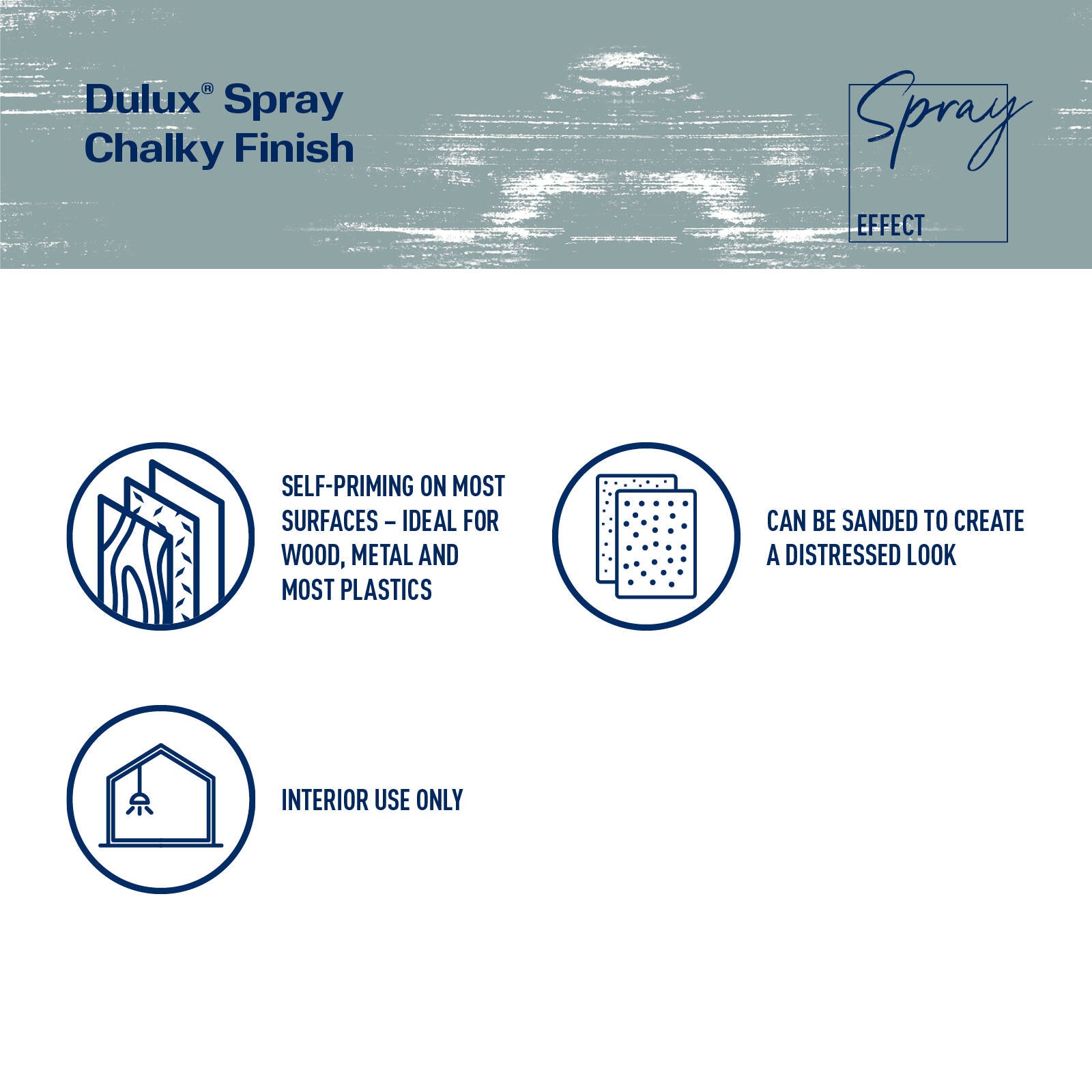 Dulux Chalky Classic 340g Duck Egg Blue Spray Paint, Matte Chalk Finish for Furniture & Decor