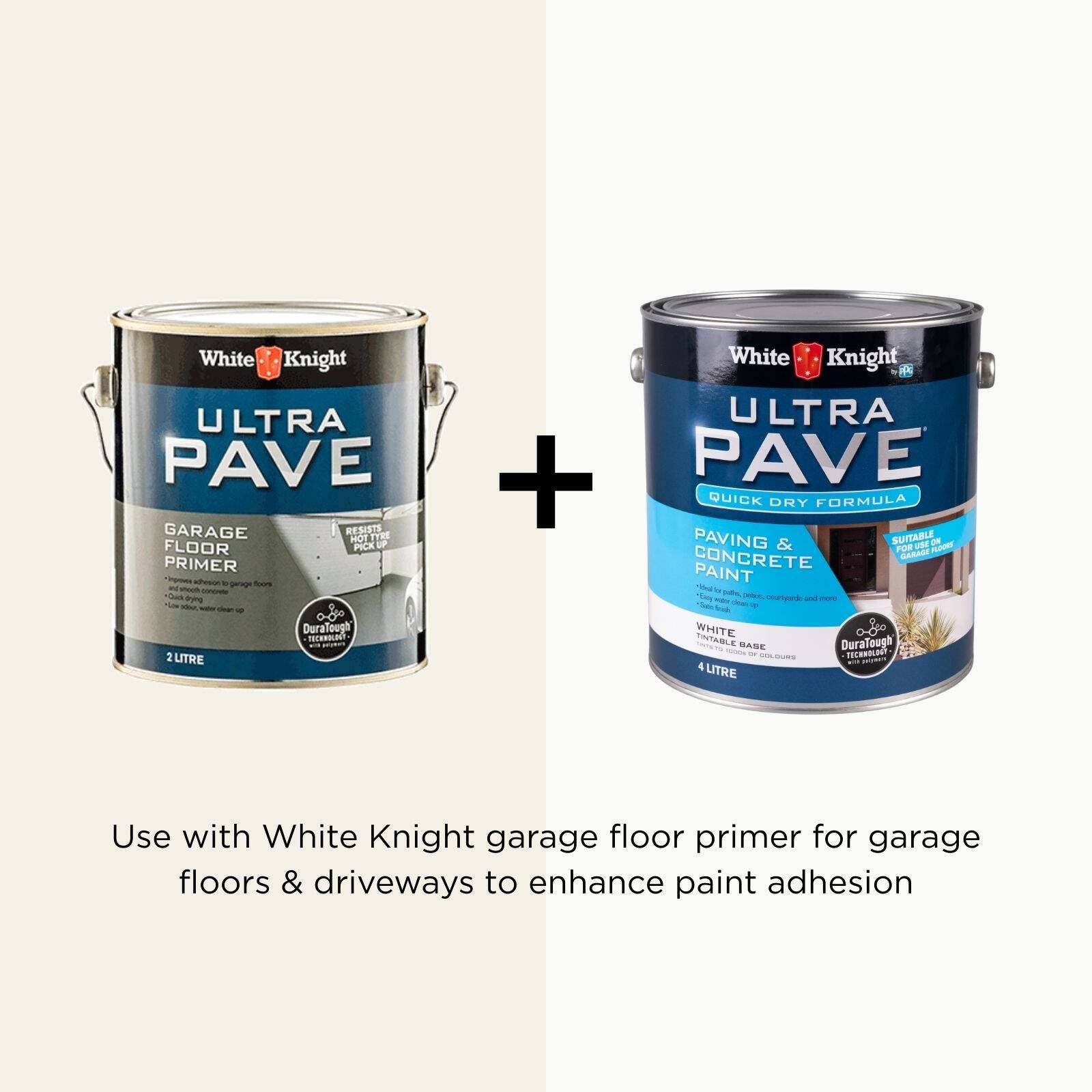 White Knight Ultra Pave 4L White Quick Dry Paving & Concrete Paint - Water Based, Tintable, Recoat 2hrs