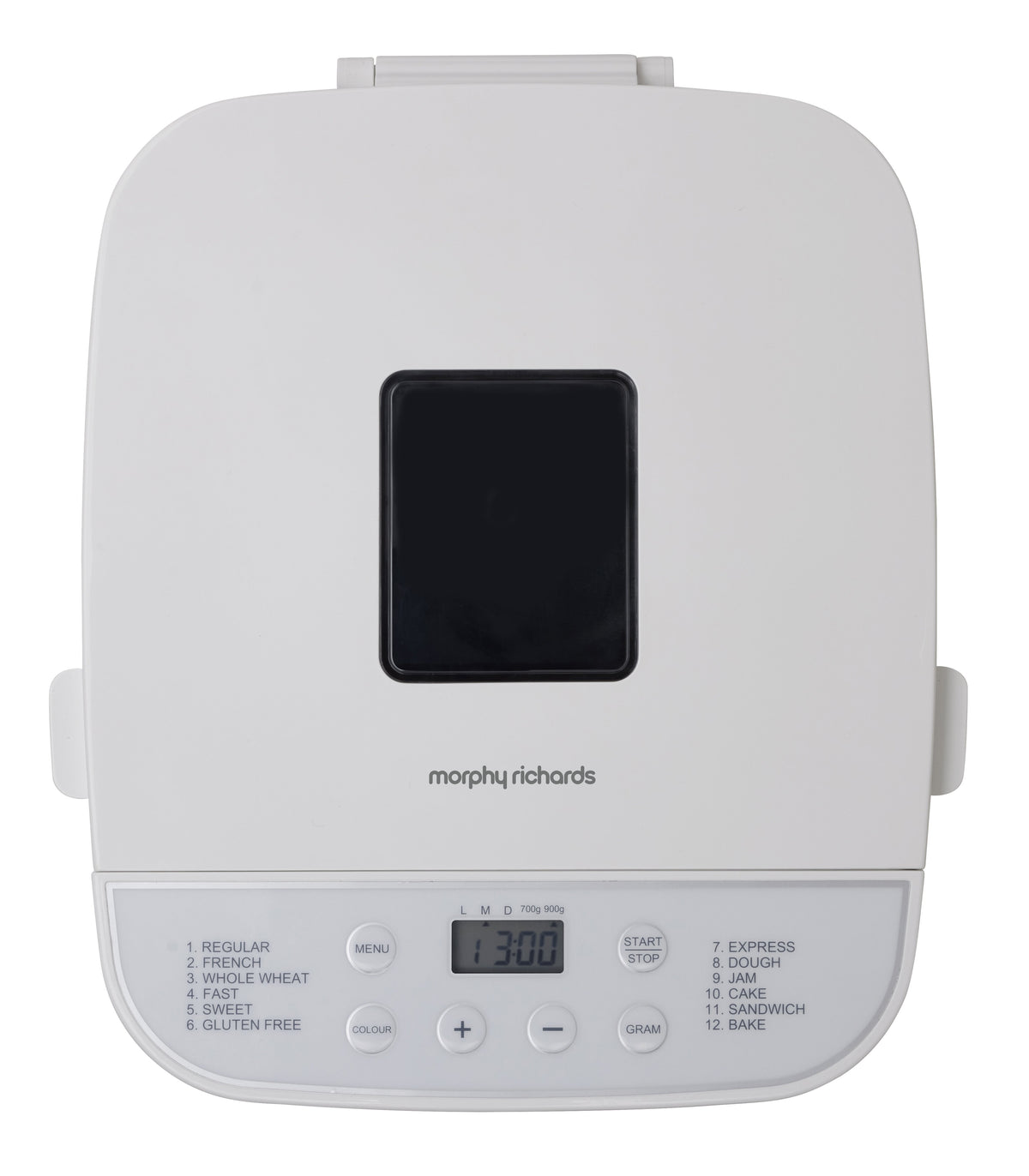 Morphy Richards Compact Bread Maker - 900g Loaf, Twelve Digital Programs, 13 Hour Delay Timer - MRBRD9WT