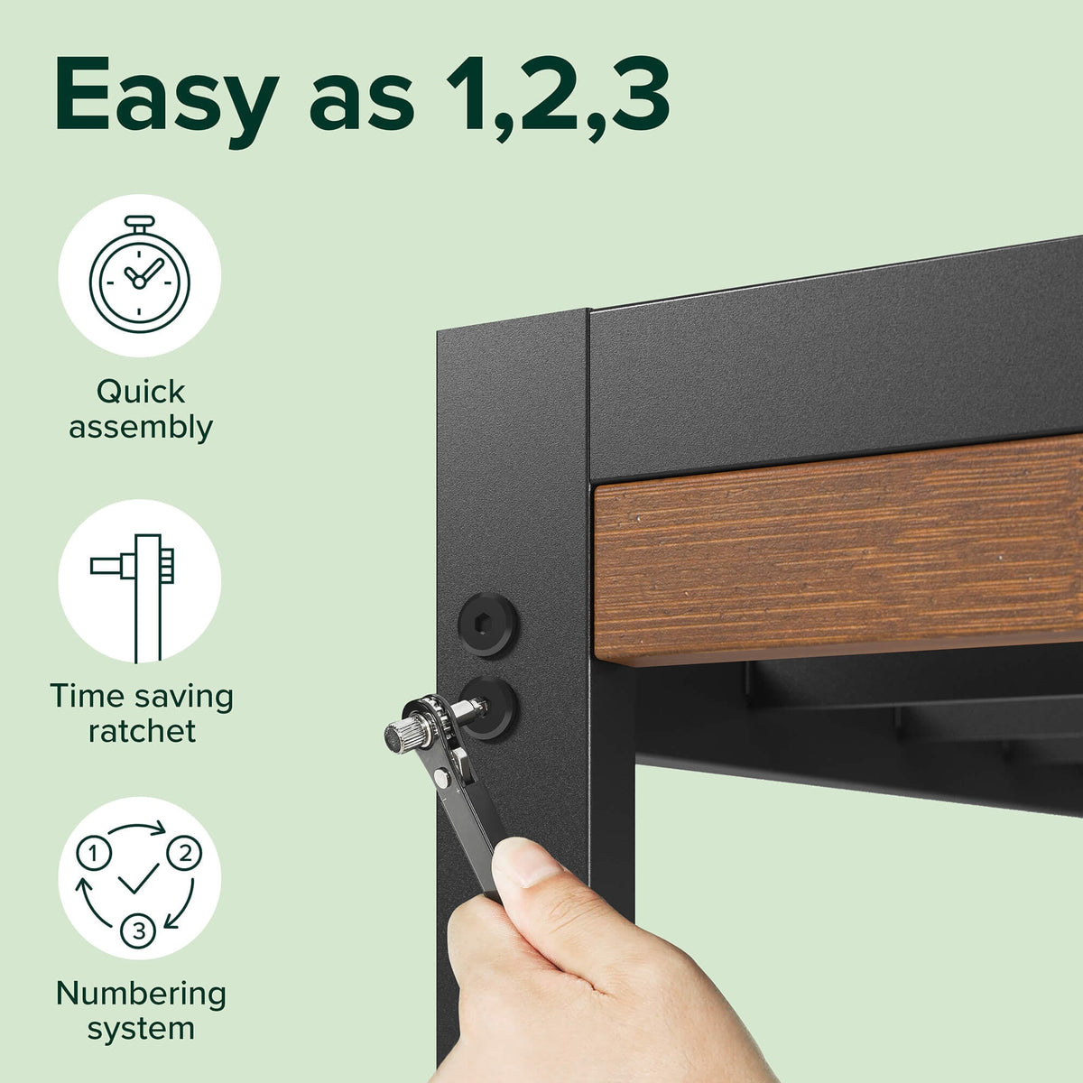 Zinus Kai King Metal and Bamboo Bed Frame - Black Steel, Bamboo Headboard, 250kg Capacity - AU-FBOBH2ZC-35K