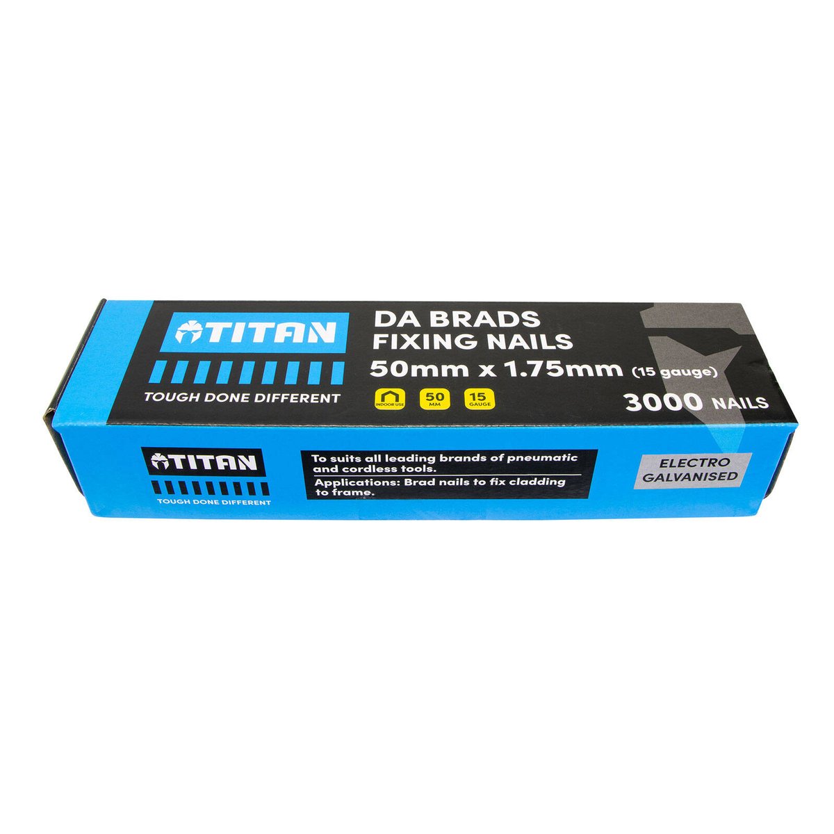 Titan 50 x 1.75mm 15 Gauge Electro Galvanised 34° Angled DA Brads - 3000 Pack
