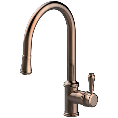 Armando Vicario Provincial Pull Out Kitchen Mixer Tap - Natural Brass, 5 Star WELS - 400674NBR-LF