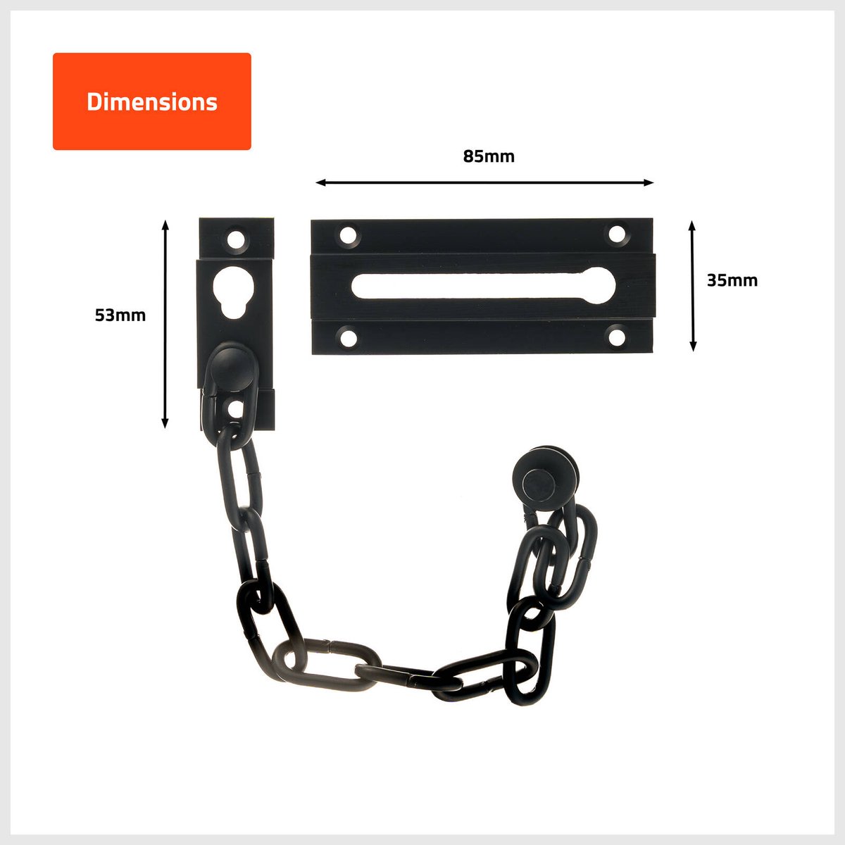 Taskmaster 32mm Black Matte Solid Brass Security Door Chain