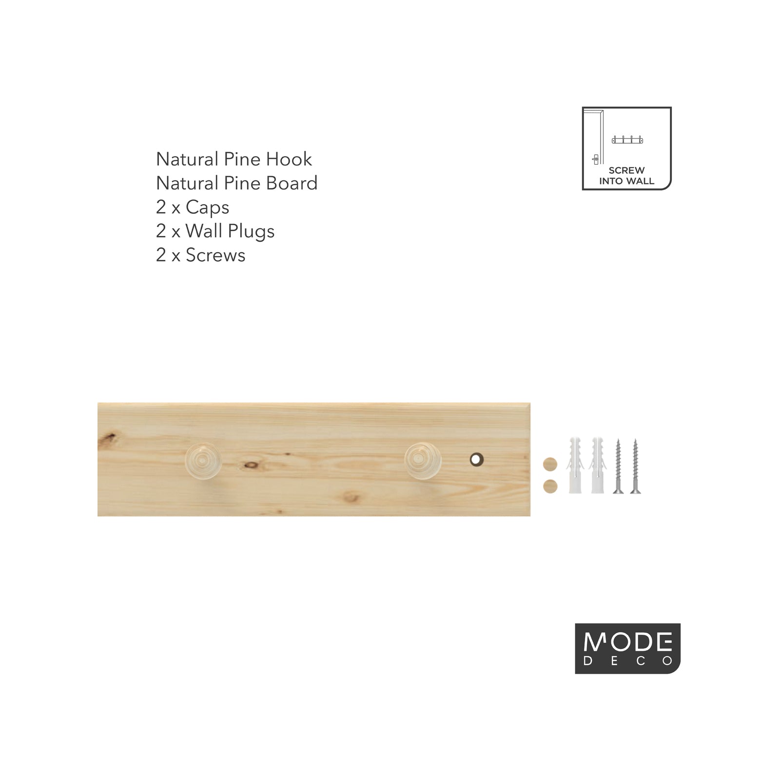 MODE 6 Hook Natural Pine Board Hook Rack