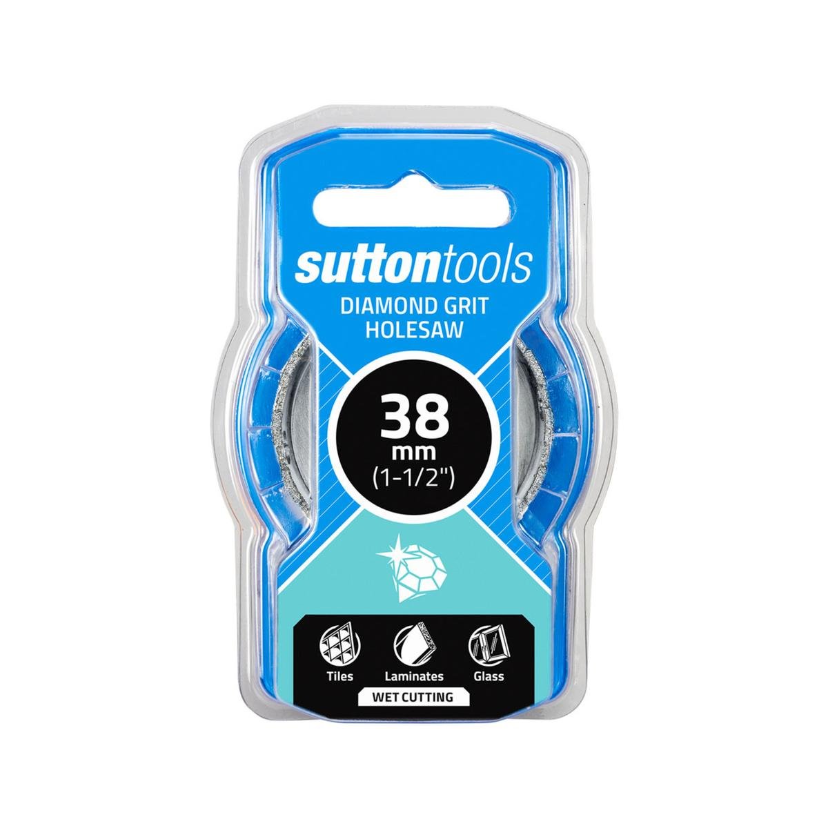 Sutton Tools 38mm Diamond Grit Holesaw, Steel, for Glass, Tile and Marble