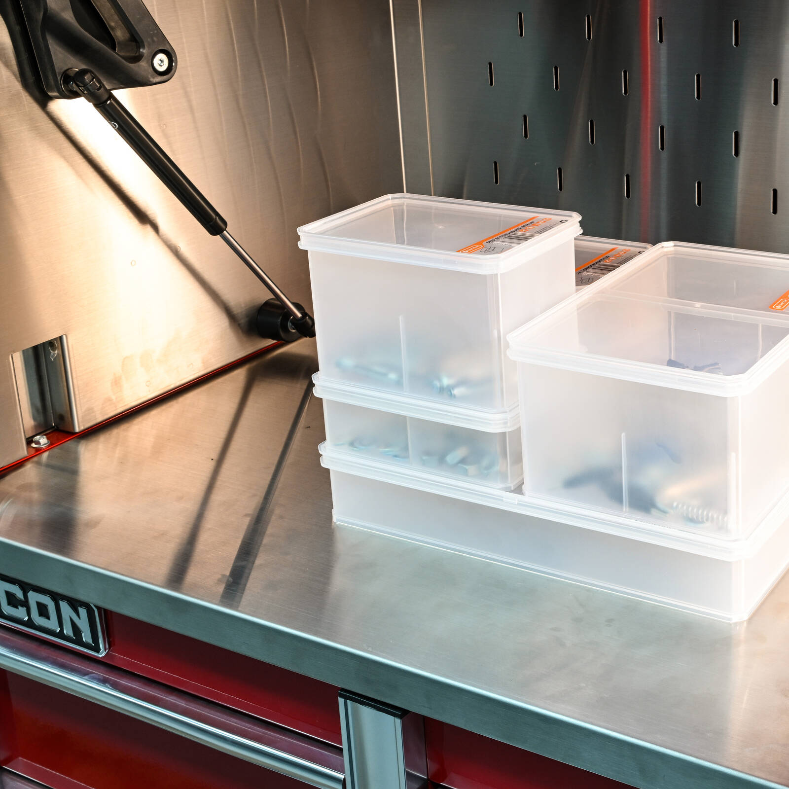 Tactix Medium A5 Storage Container with Divider 2L Plastic Stackable with Lid