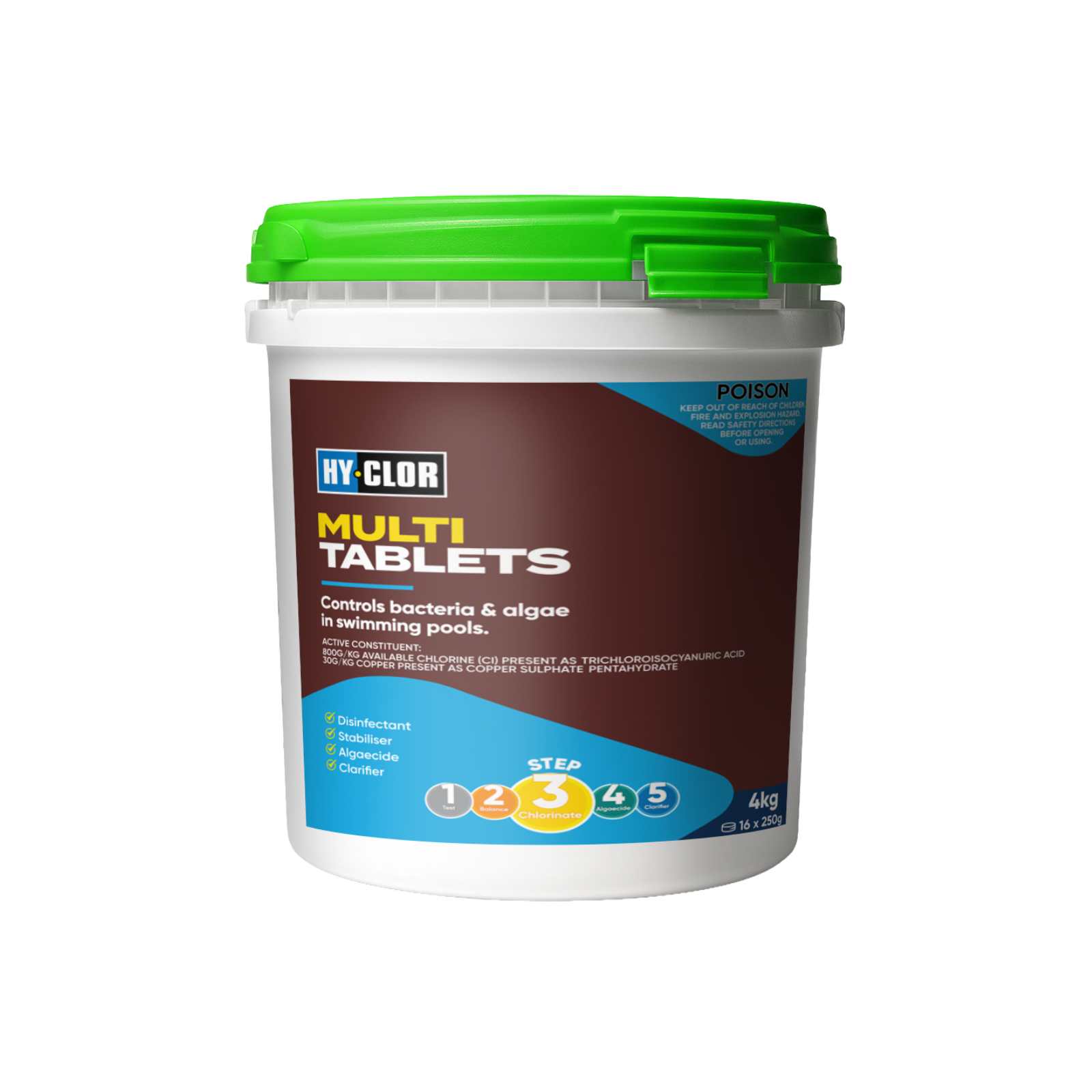 Hy-Clor 5 in 1 Multi Swimming Pool Tablets 4kg Chlorine Tablets