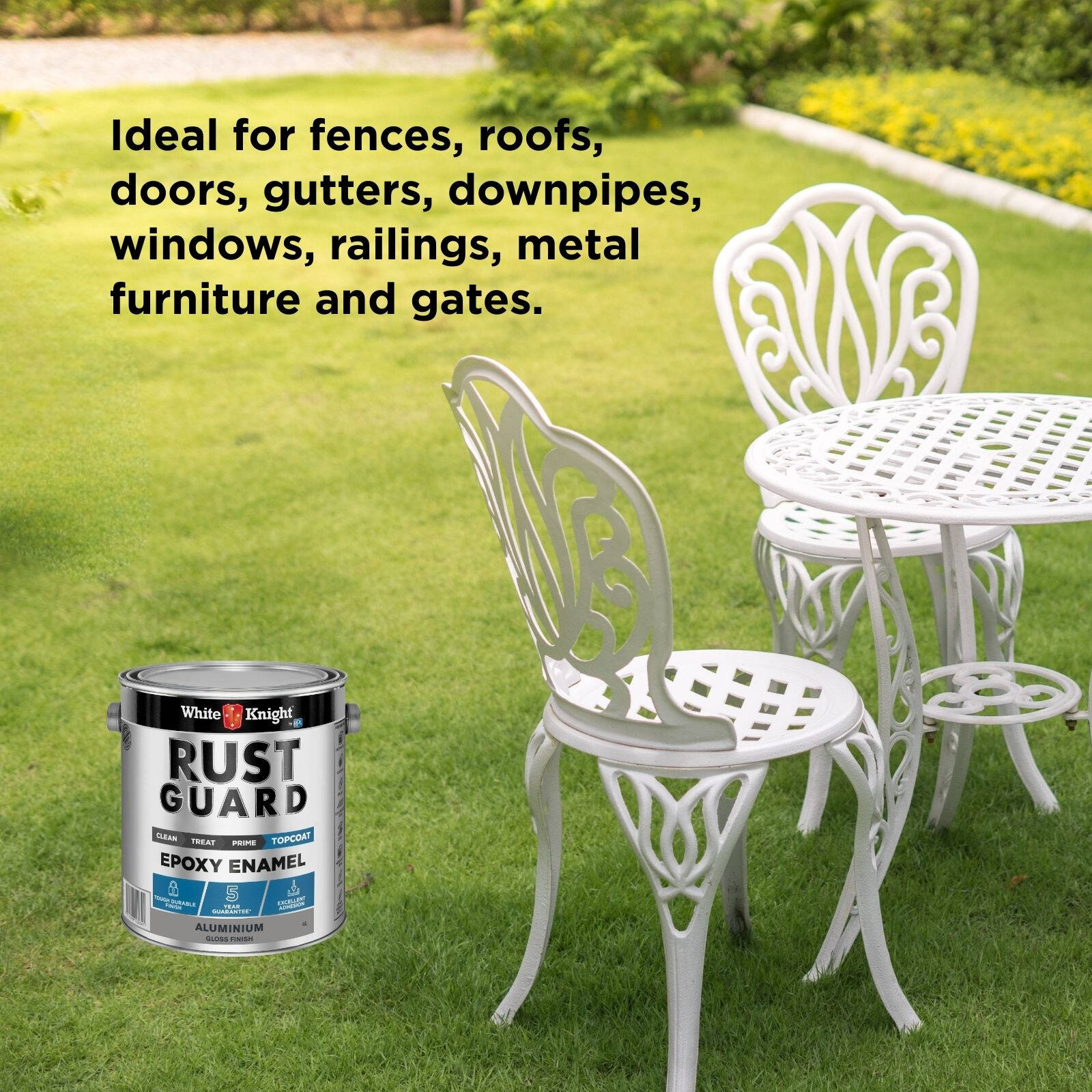 White Knight Rust Guard Aluminium Gloss Epoxy Enamel Paint 4L