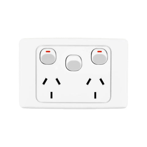 DETA White Double Pole Double Power Point with Extra Switch 250V 6223B