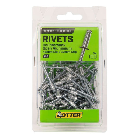 Otter Countersunk Aluminium Rivets 4.8 x 3.2mm - 100 Pack - Durable & Corrosion Resistant - SuperSaverAU - view 1