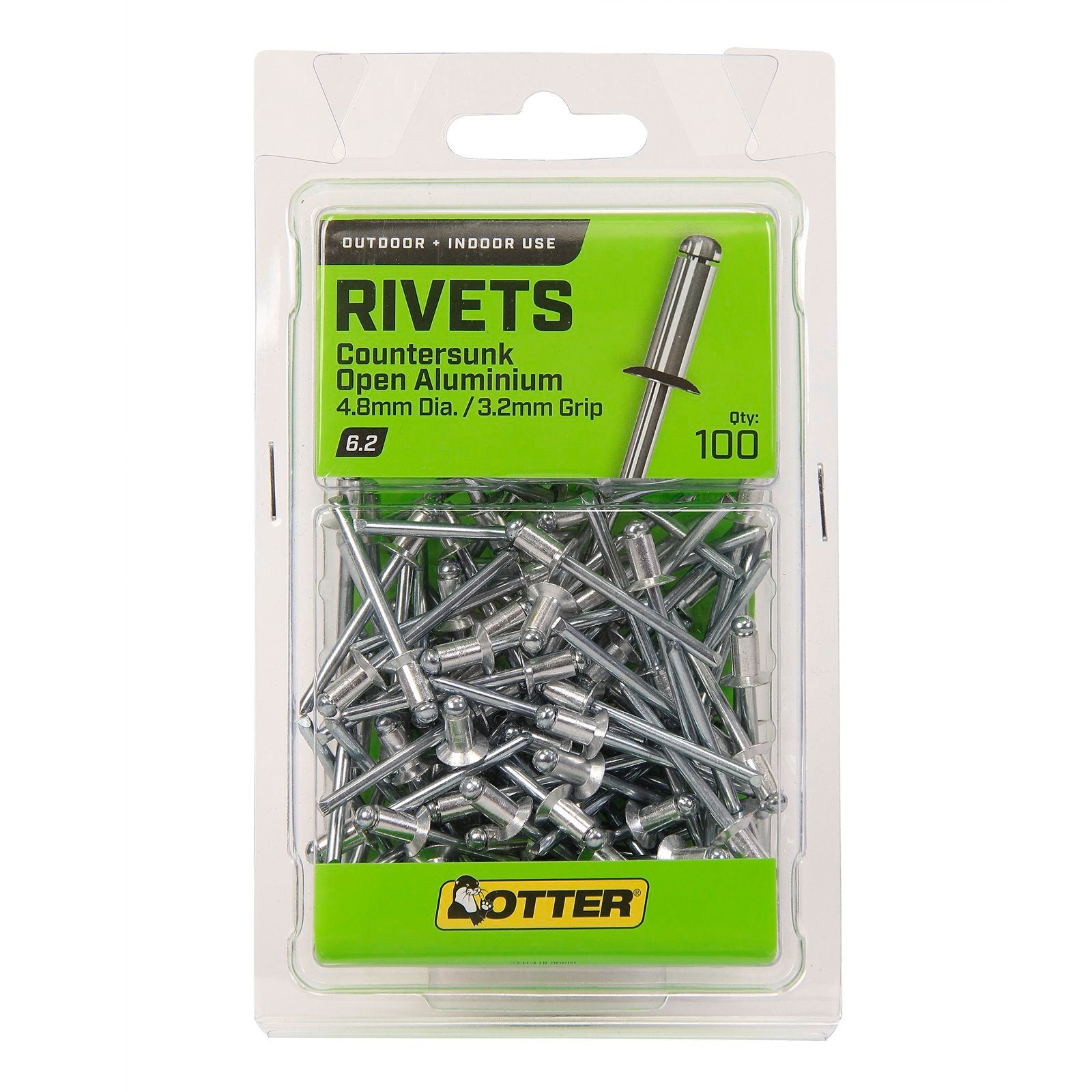 Otter 4.8 x 3.2mm Countersunk Open Aluminium Rivets - 100 Pack