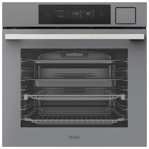 Haier 60cm 600 Series Pyrolytic Oven - 78L, 16 Functions, Steam Assist Plus, Air Fry, Grey - HWO60S16TPG5