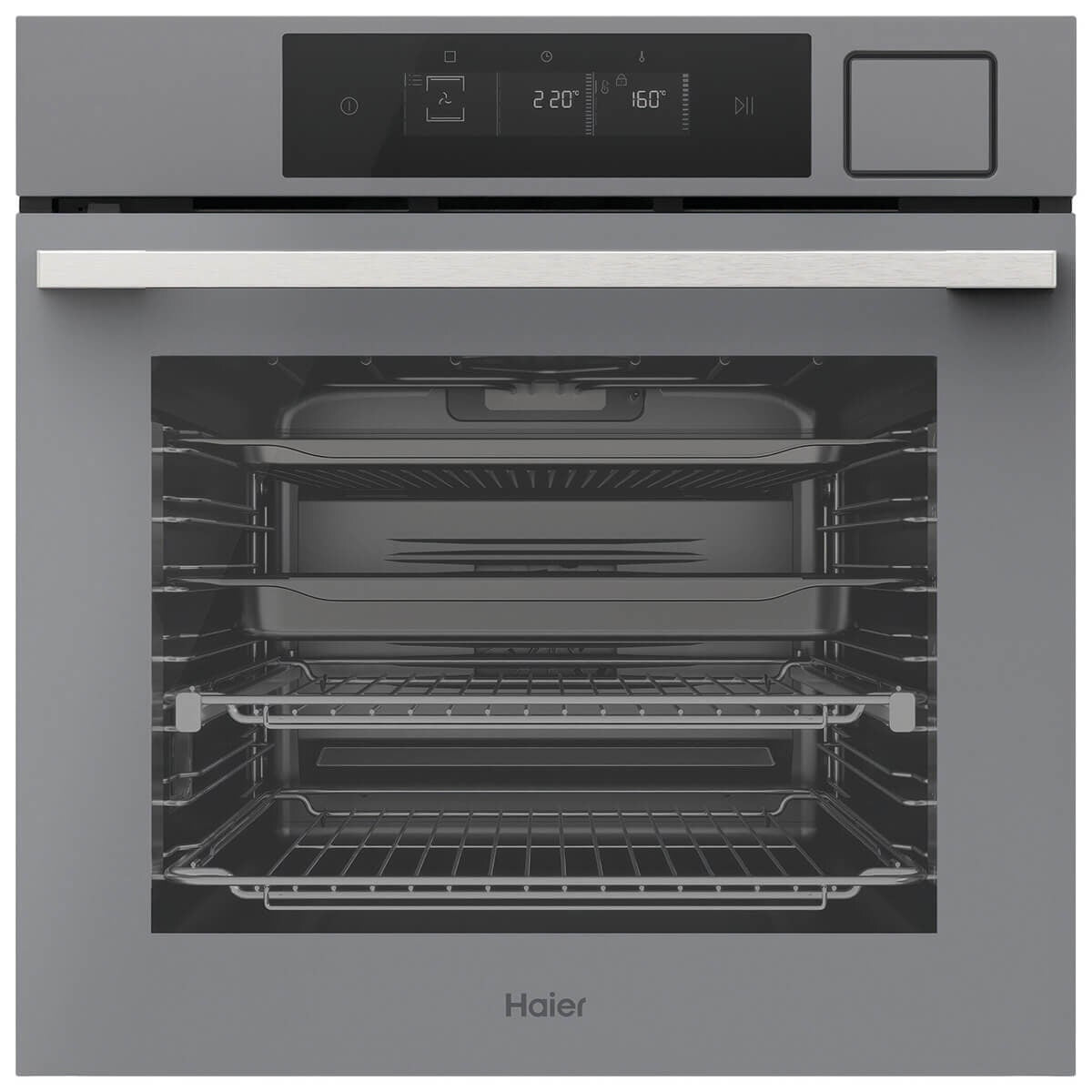Haier 60cm 600 Series Pyrolytic Oven - 78L, 16 Functions, Steam Assist Plus, Air Fry, Grey - HWO60S16TPG5