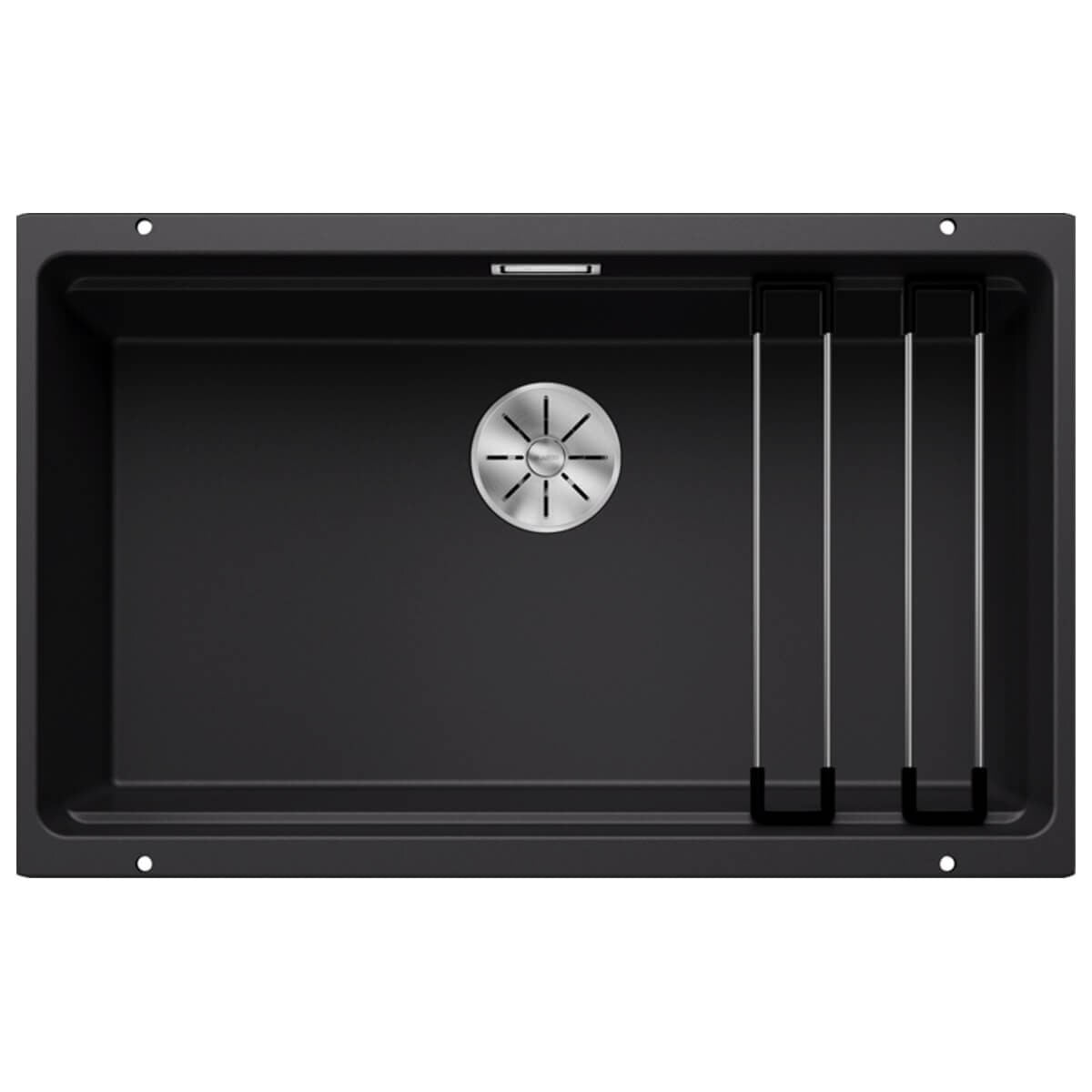 Blanco Etagon 700-U single bowl undermount sink - SILGRANIT black, Etagon rails, InFino drain - 528005