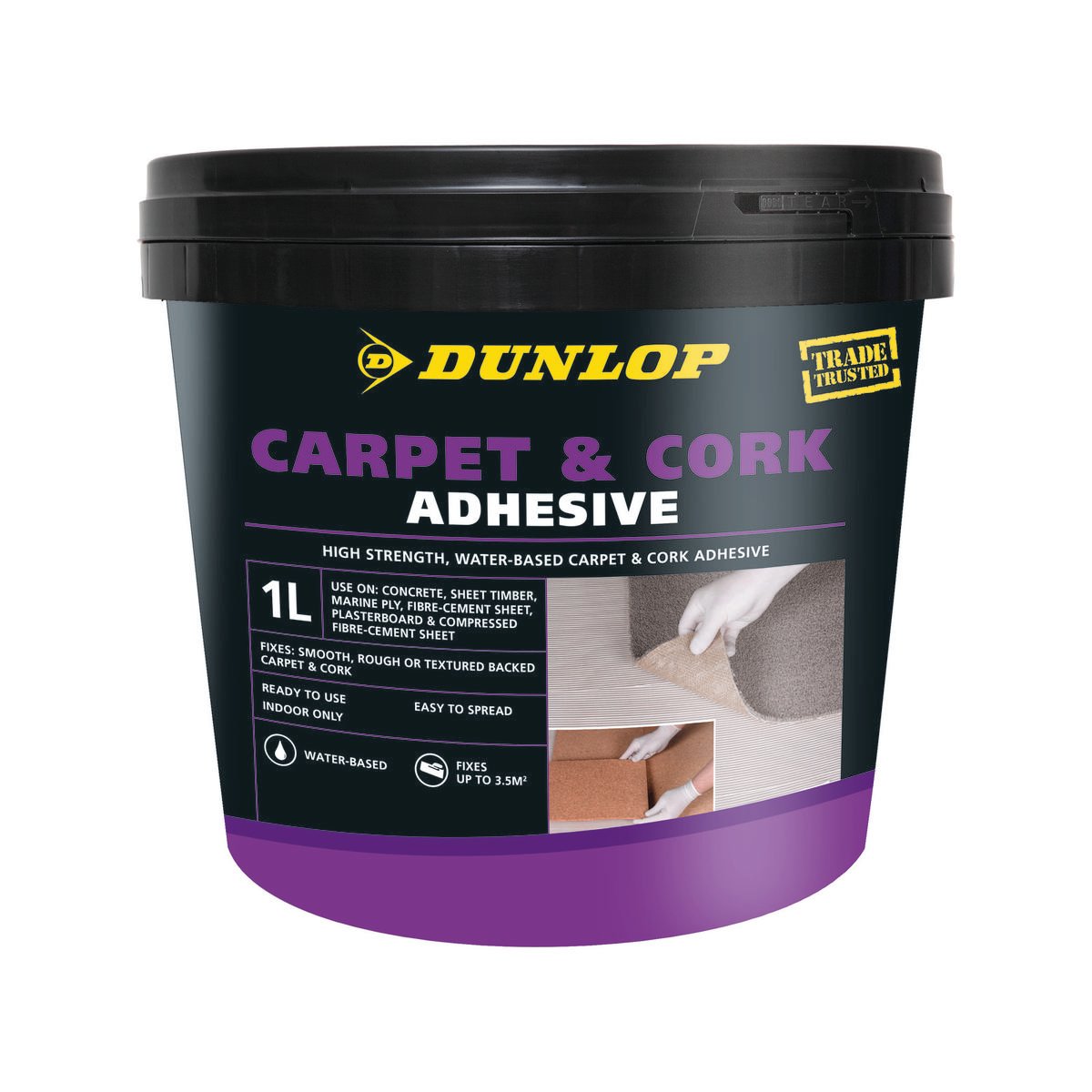Dunlop 1L Multipurpose Carpet and Cork Adhesive Ready Mixed