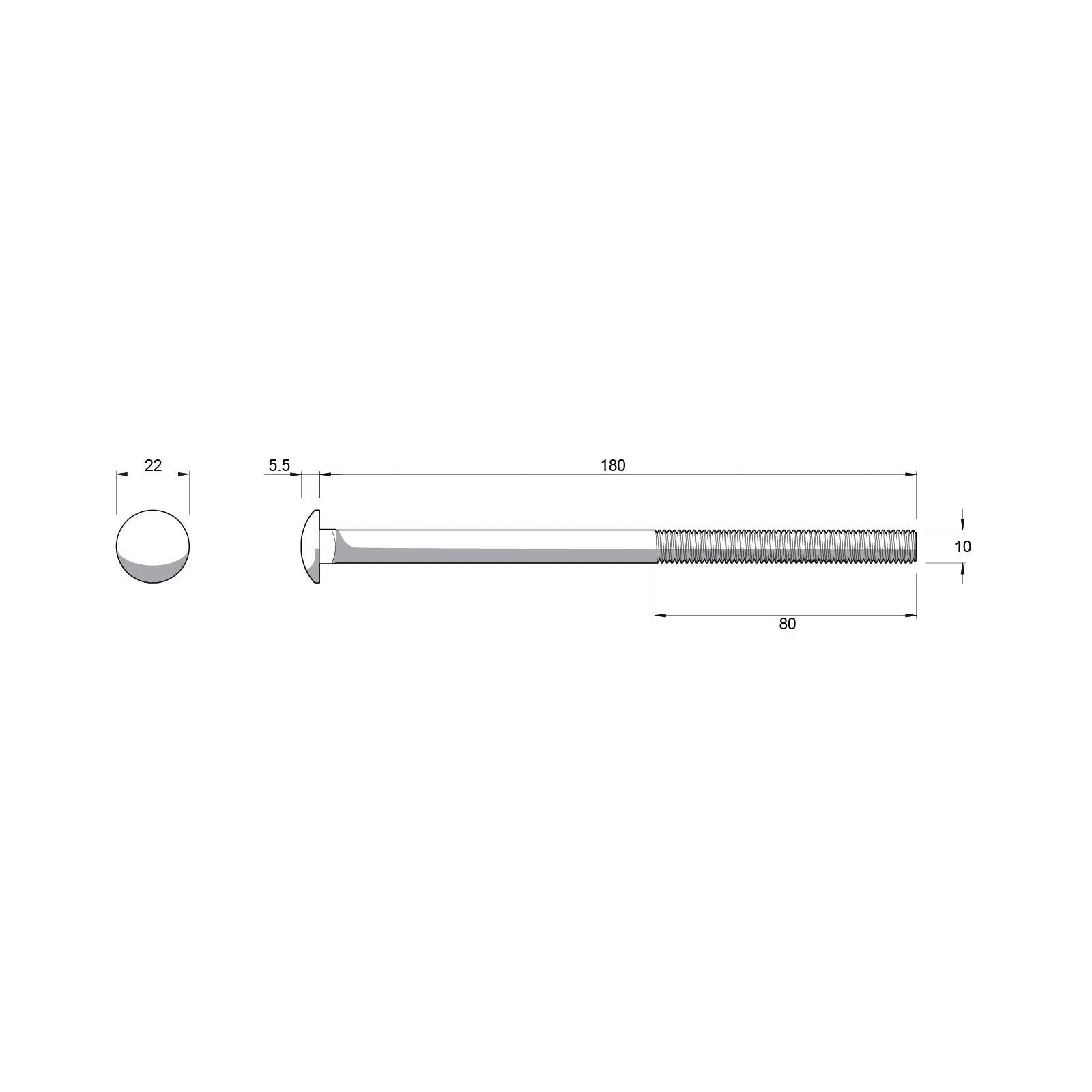 Zenith M10 x 180mm Hot Dip Galvanised Cup Head Bolt and Nut - Each