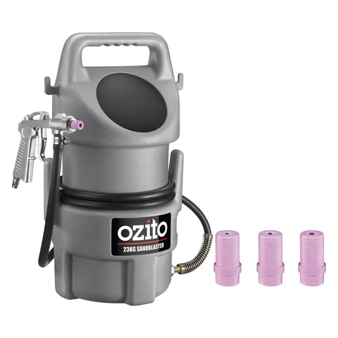 Ozito 23kg Portable Sandblaster PSB-5090, Blast Gun & Ceramic Nozzles, Metal & Plastic
