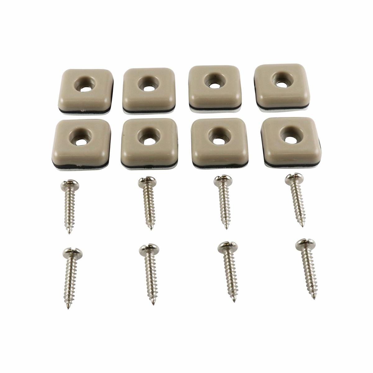Surface Gard 25mm Square Slide Glide With Screws, Grey, 8 Pack