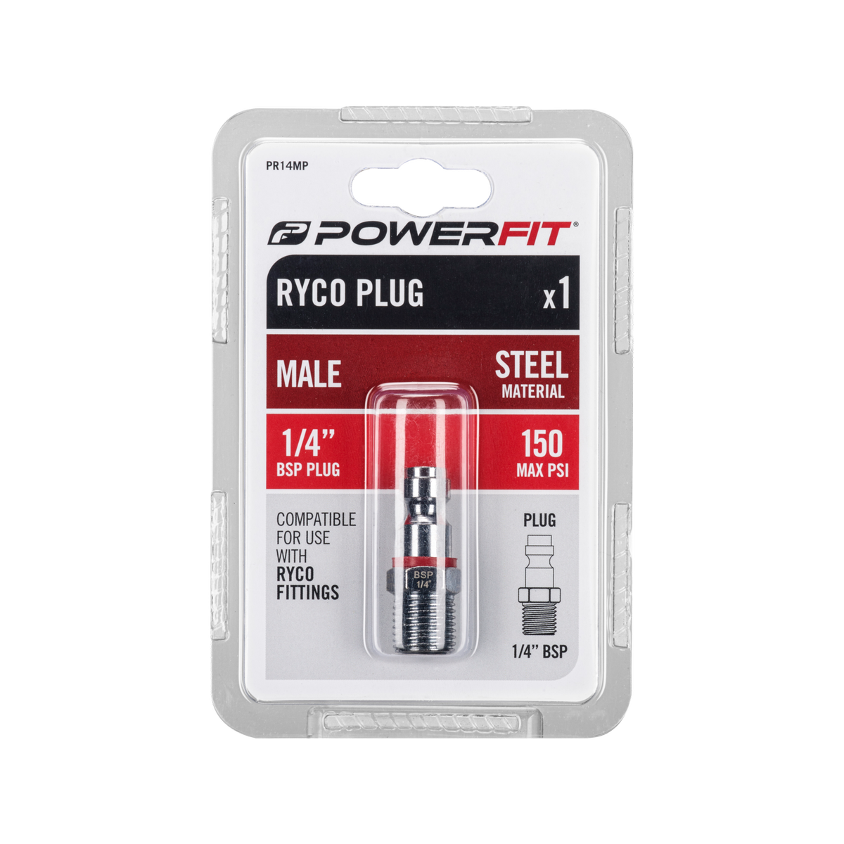 Powerfit RYCO Style 1/4" Male Plug PR14MP