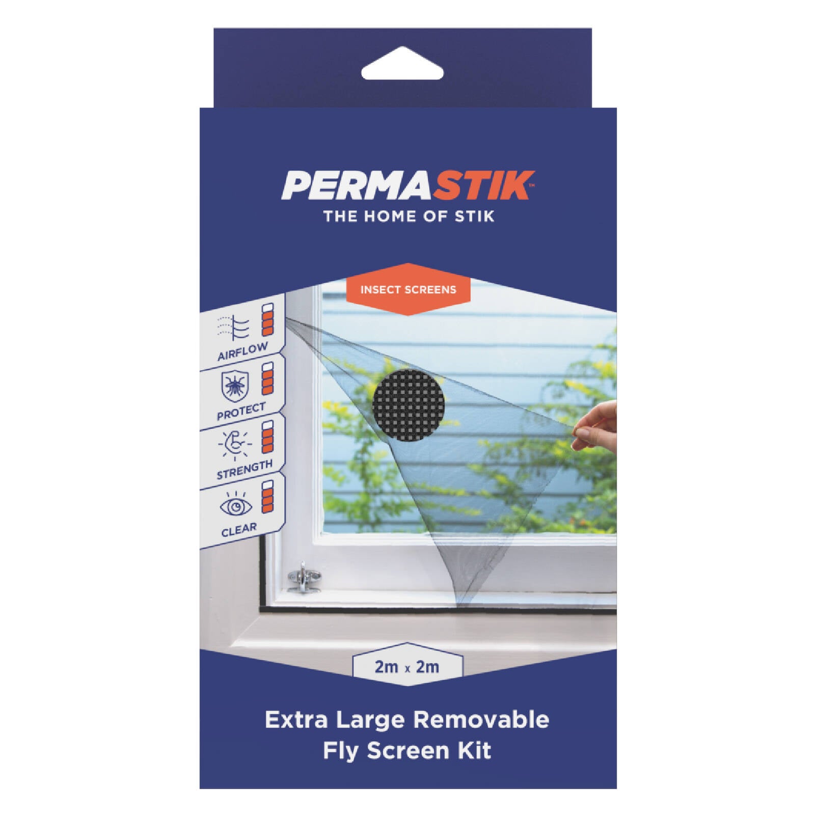Permastik 2m x 2m Extra Large Black Removable Insect Screen Kit - Polyester