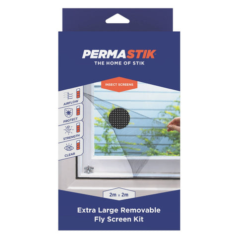 Permastik 2m x 2m Extra Large Black Removable Insect Screen Kit - Polyester