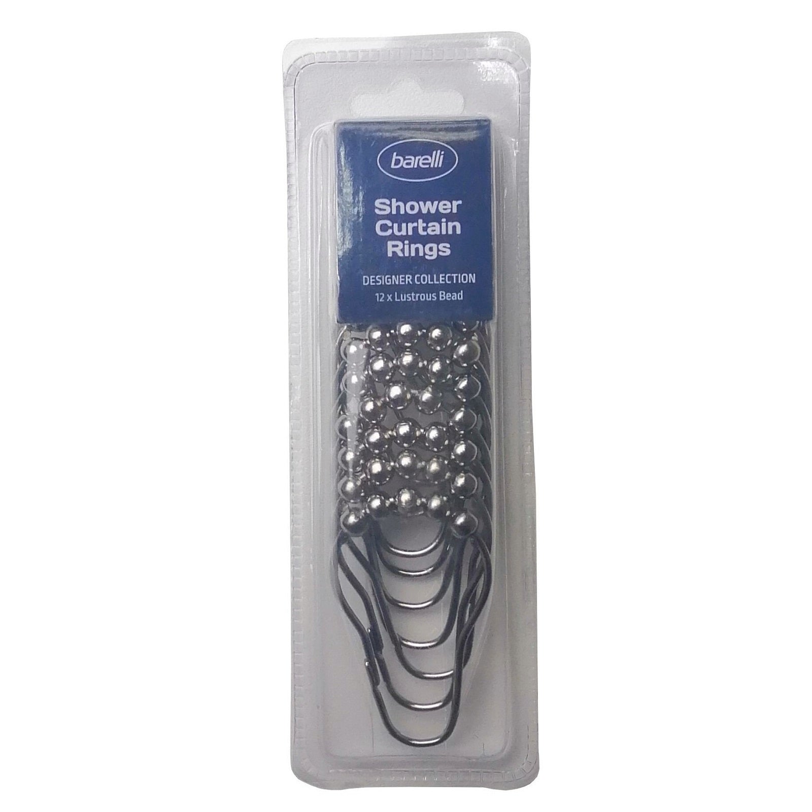 Barelli Chrome Metal Shower Curtain Rings with Rollers, 12 Pack