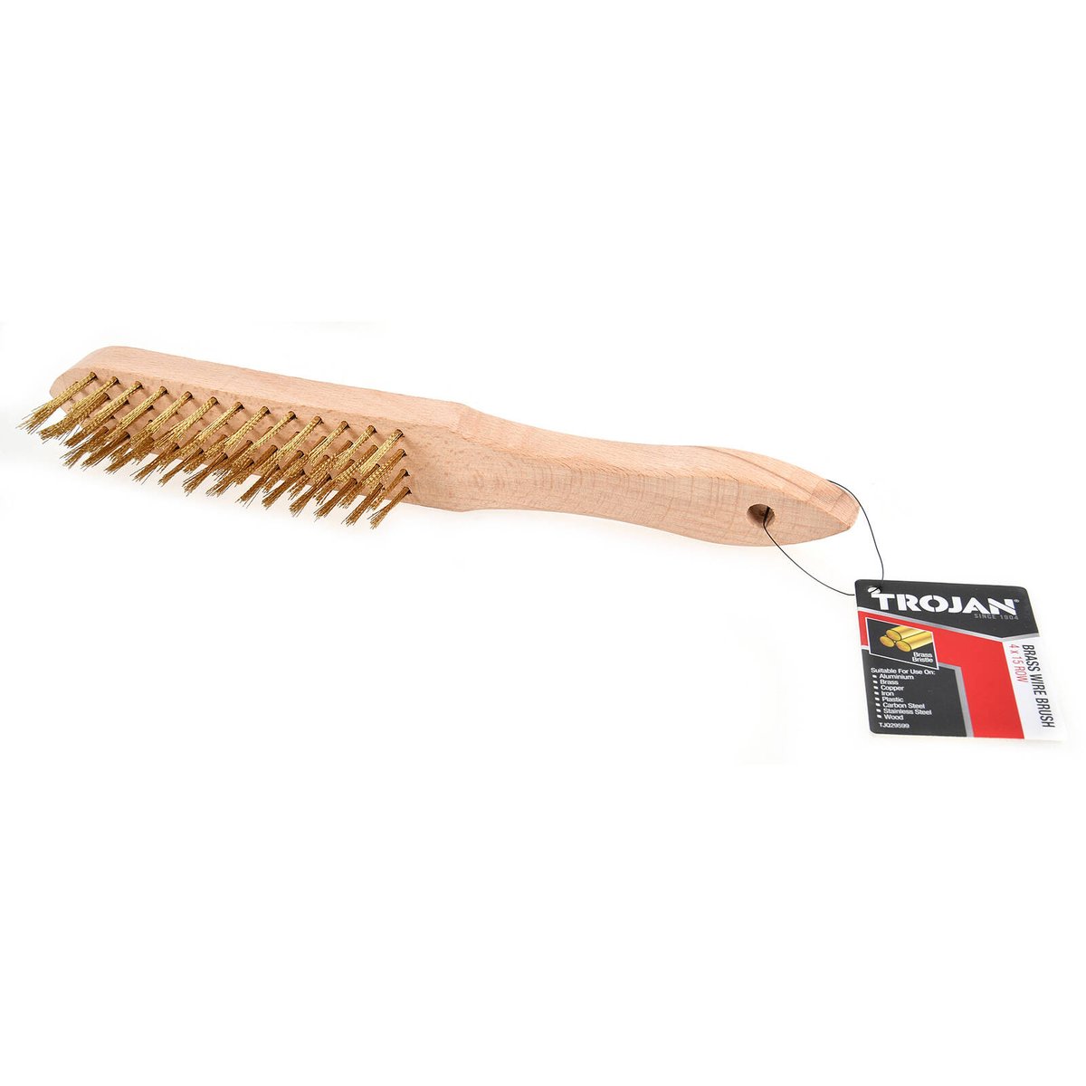 Trojan 4 x 15 Row Brass Wire Brush with Timber Handle