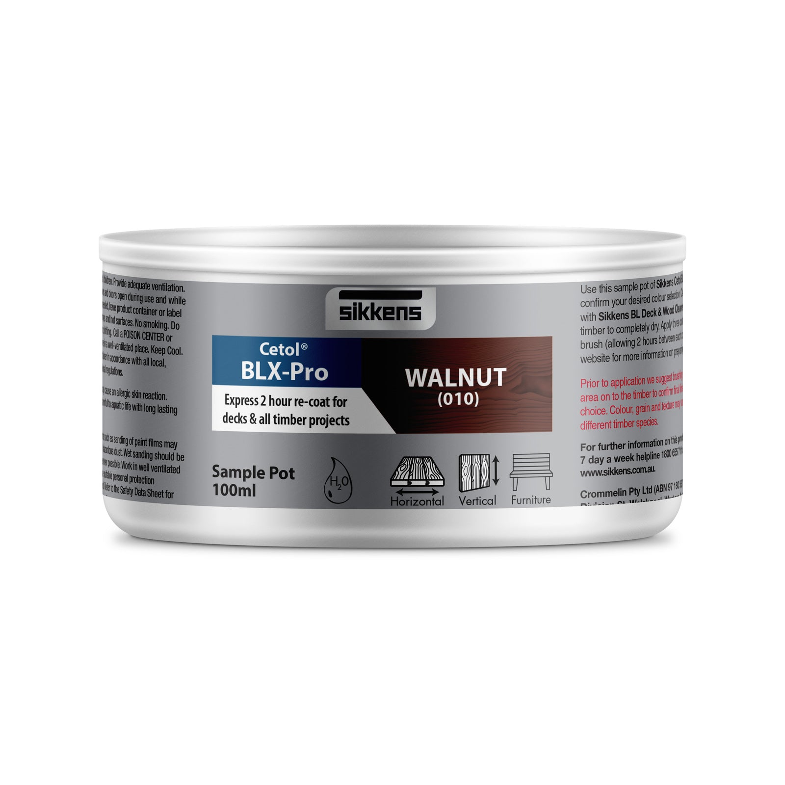Sikkens Cetol BLX-Pro Walnut Timber Stain 100ml - Water-Based UV Resistant Satin Wood Finish
