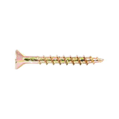Zenith 8G x 35mm Gold Passivated Countersunk Rib Head Chipboard Screws - 100 Pack