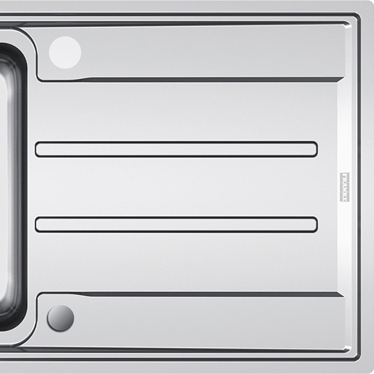Franke Aton single bowl sink with right hand drainer - 18/10 stainless steel, push button waste - ANX211RHD