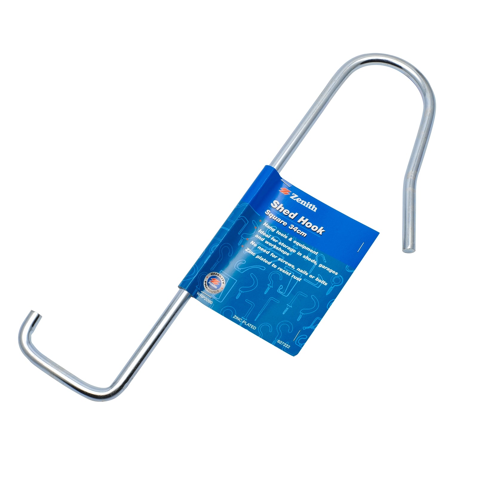 Zenith 34cm Zinc Plated Square Shed Hook, Steel, 1 Pack