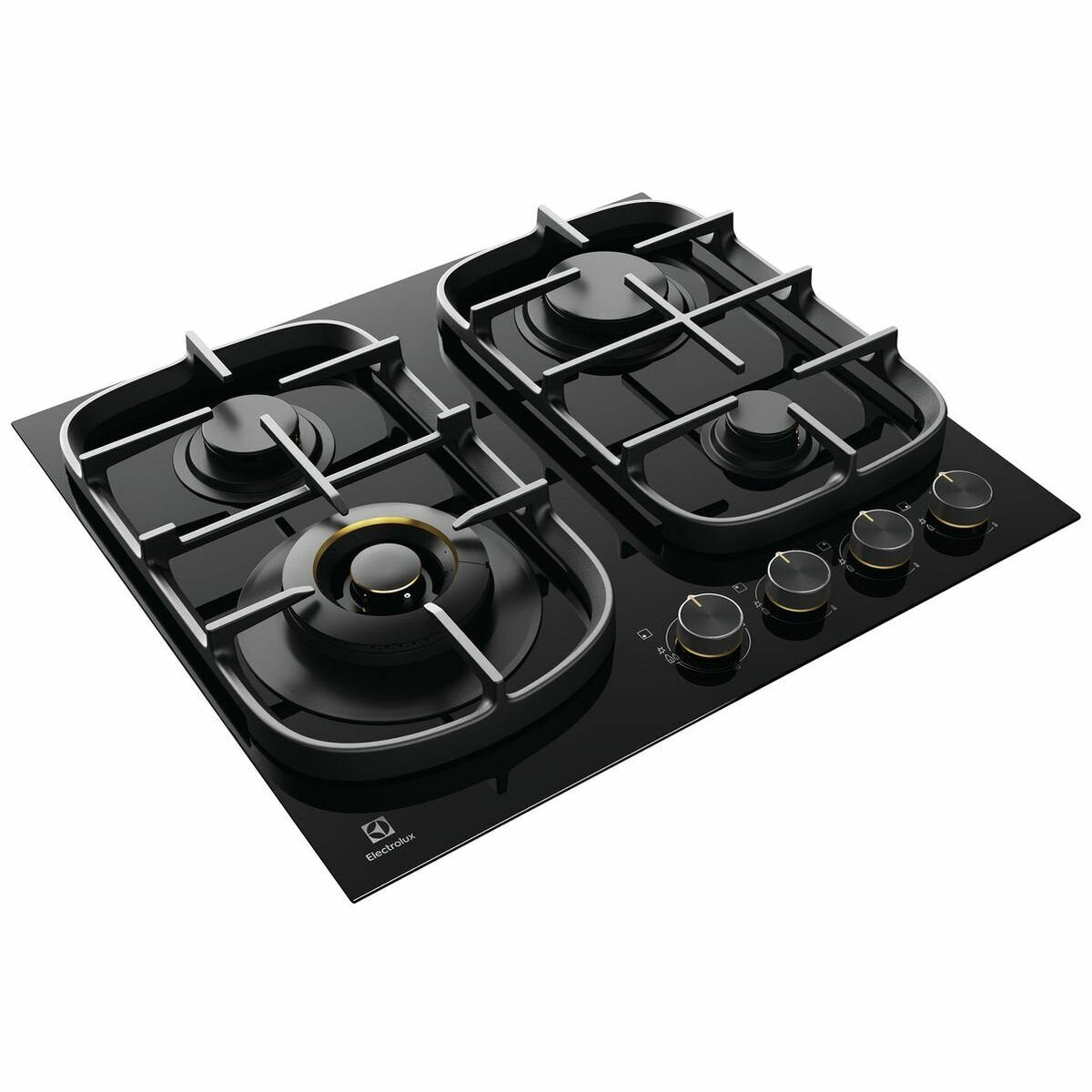 Electrolux 60cm Natural Gas Cooktop - Black Ceramic Glass, Four Burners, Dual Flame Wok - EHG645BE